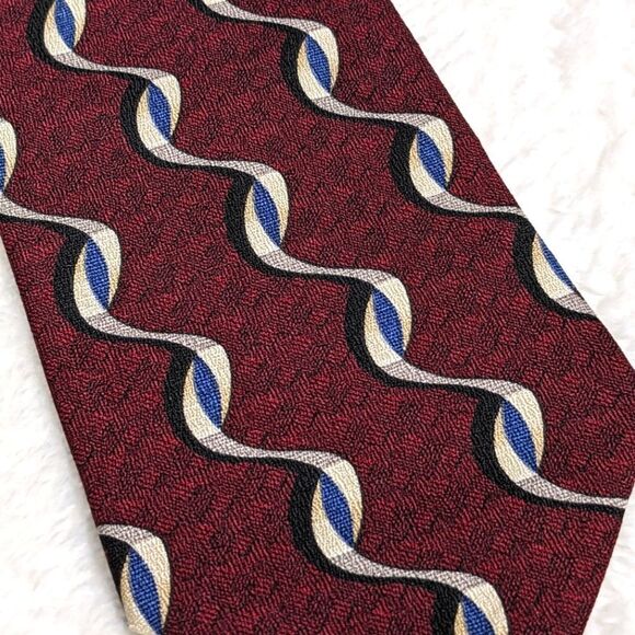 Vintage Men's 100% Silk Tie w/ Wavy Vertical Motif - Silk from Italy - Picture 8 of 12